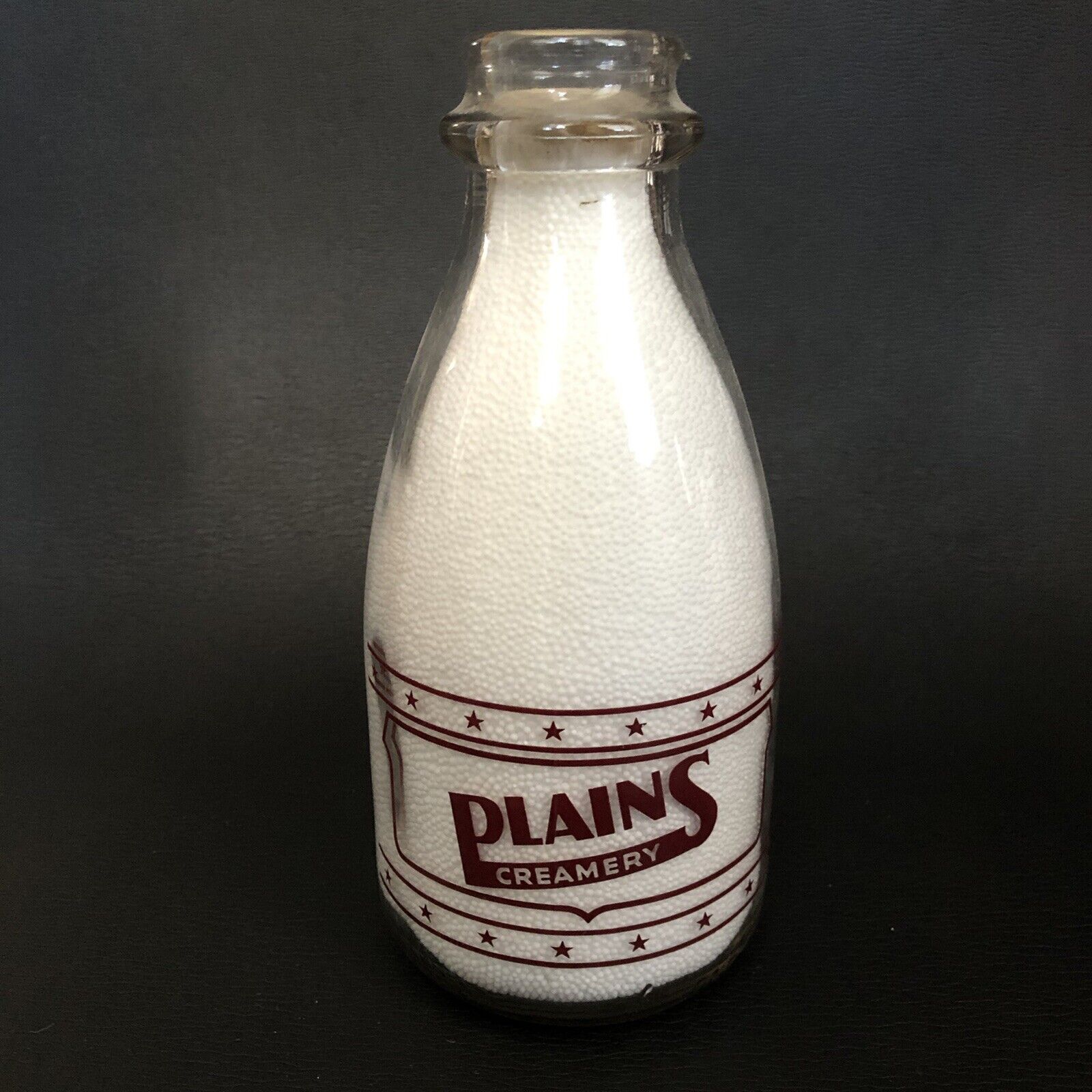 Vintage Plains Creamery quart milk bottle Amarillo, TX War Conservation Effort
