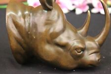 Signed-Genuine-Thomas-Mighty-African-Rhinoceros-Rhino-Wall-Mount-Bronze-Statue picture