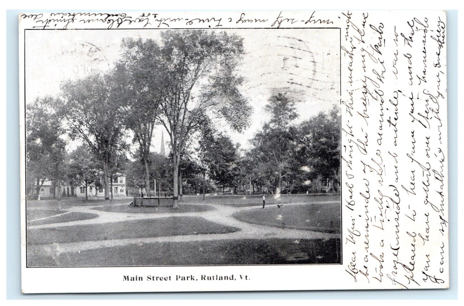 Main Street Park Rutland VT Vermont UDB Postcard E2