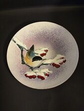 Norman Brumm Enamel on copper plate bird on snowy branch picture