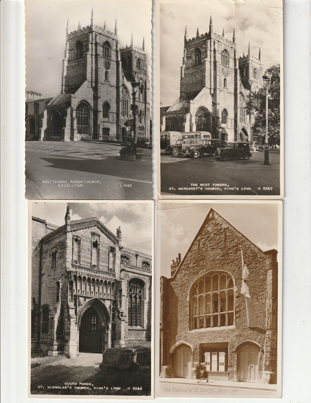 16 Vtg Postcards 9 RPPC Kings Lynn Norfolk Eng St Margaret Nave Church Guildhall