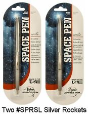 Two (2) Fisher Space Pens #SR80SL / Silver Rocket Pens with Silver Ink  picture