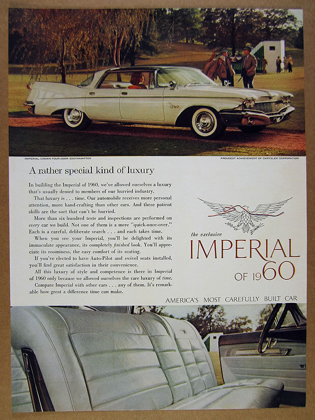 1960 Chrysler Imperial Crown Southampton Sedan color photo vintage print Ad