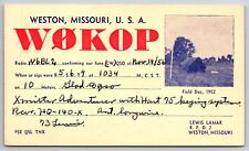 Weston Missouri~QSL Card~W0KOP~Field Day~1952 Postcard picture