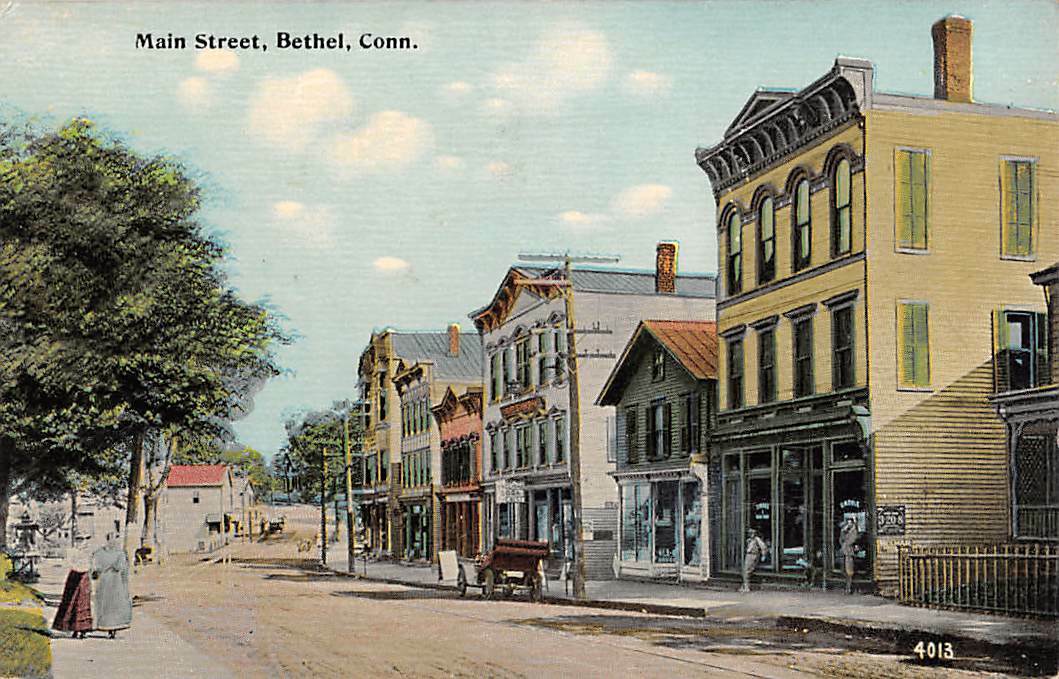 BETHEL, CT ~ MAIN STREET, STORES, CAR, PEOPLE, DANZIGER & BERMAN PUB ~ 1907-20