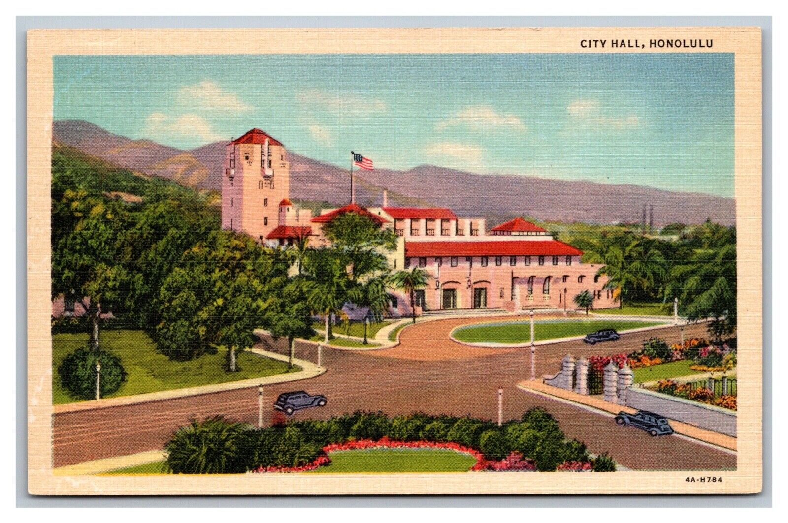 Honolulu, HI Hawaii, City Hall, Linen Postcard 