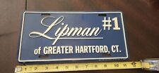 Vintage License Plate Tag LIPMAN #1 of GREATER HARTFORD CT CONNECTICUT NEAR MINT picture