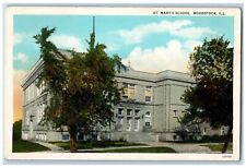 Woodstock Illinois Postcard St. Mary's School Exterior View 1930 Vintage Antique picture