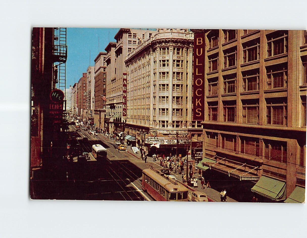 Postcard Looking West On Seventh At Hill Street Los Angeles California USA
