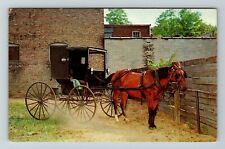 Goshen IN Indiana Horse & Buggy Parking Lot Vintage Chrome Postcard picture