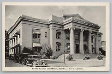 Salisbury North Carolina~Rowan County Courthouse~1930-40s Cars~B&W Postcard picture
