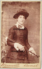 CDV LADY HOLDING PARASOL BY MAXWELL BARNET ANTIQUE PHOTO FASHION HAT VICTORIAN picture