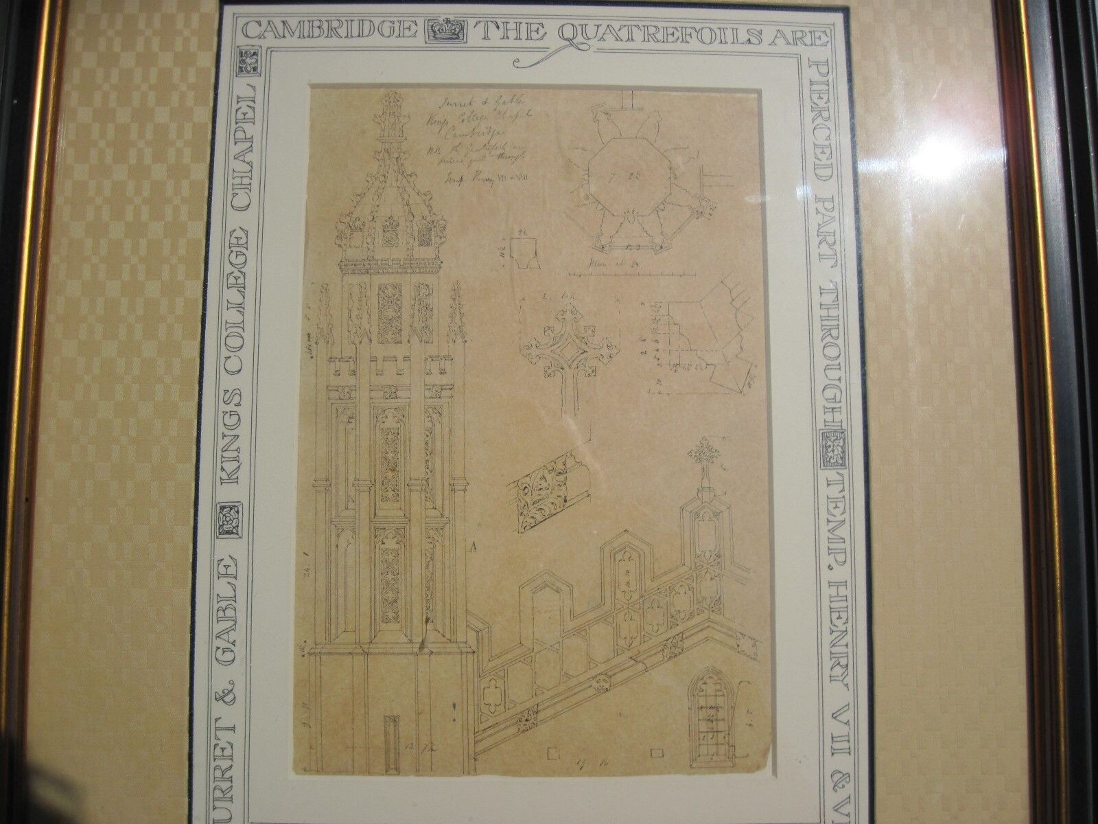 ORIGINAL DRAWING C. 1503 CAMBRIDGE UNIVERSITY ARCHITECTURAL PLANS