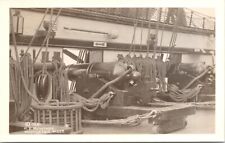 RPPC Worcester MA OLD IRONSIDES Ship Cannon Gun UNP Massachusetts Postcard 924 picture