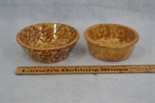 antique brown/yellow sponge 5 in bowls 2 Rockingham Bennington 19th c original picture