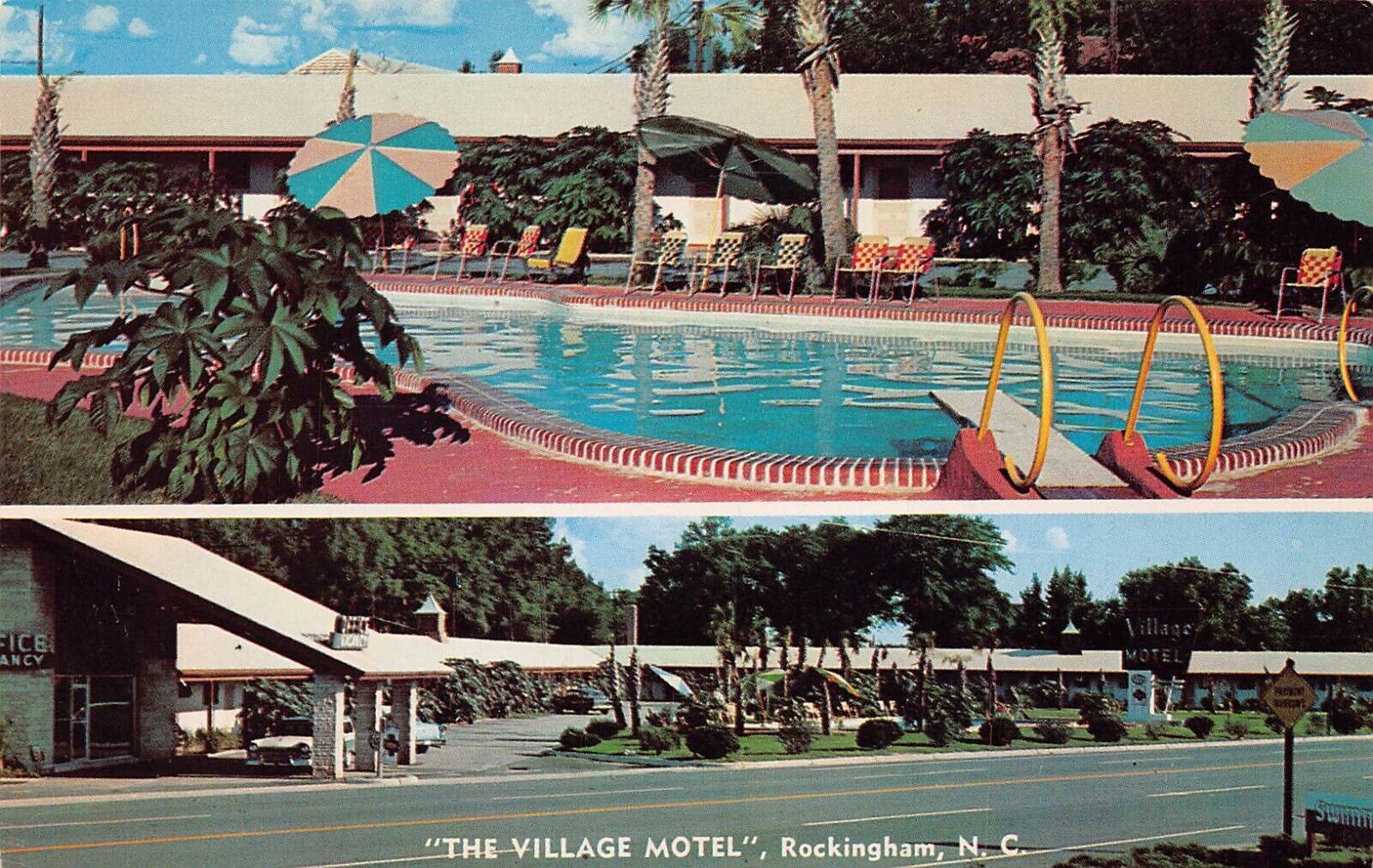 Rockingham North Carolina NC Village Motel Multi-Scene Chrome Postcard