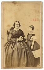 CIRCA 1880'S Named CDV Mother & Daughter Victorian Dresses Powelson Rochester NY picture