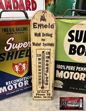 Vtg Al Emele Well Drilling Water Systems Thermometer Sign - Belvidere New Jersey picture
