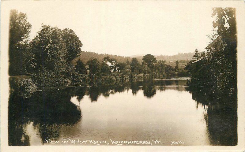 1929 Londonderry Vermont View West River RPPC real photo postcard 2636