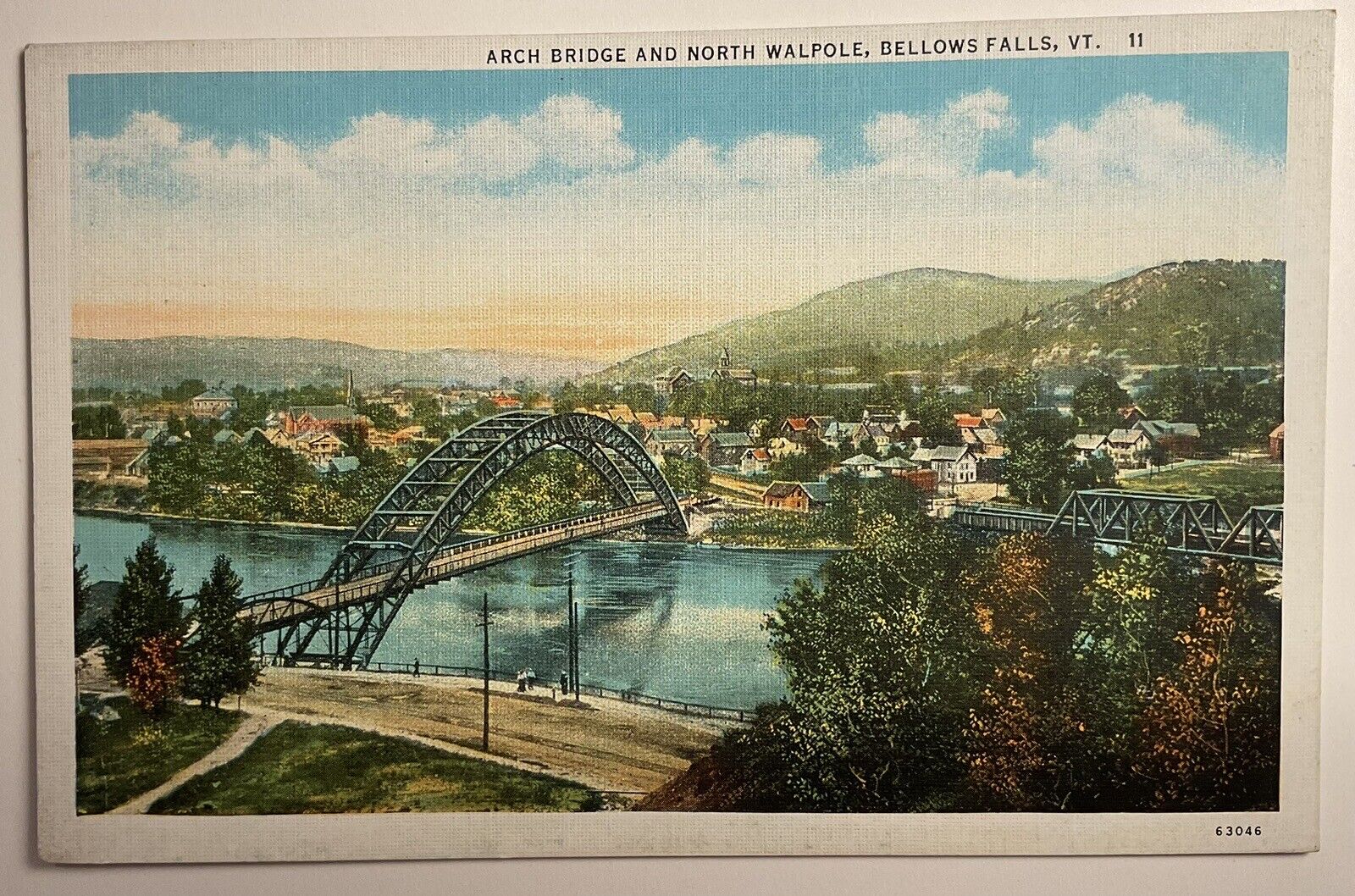 Vintage Bellows Fall VT, Arch Bridge & North Walpole, Postcard