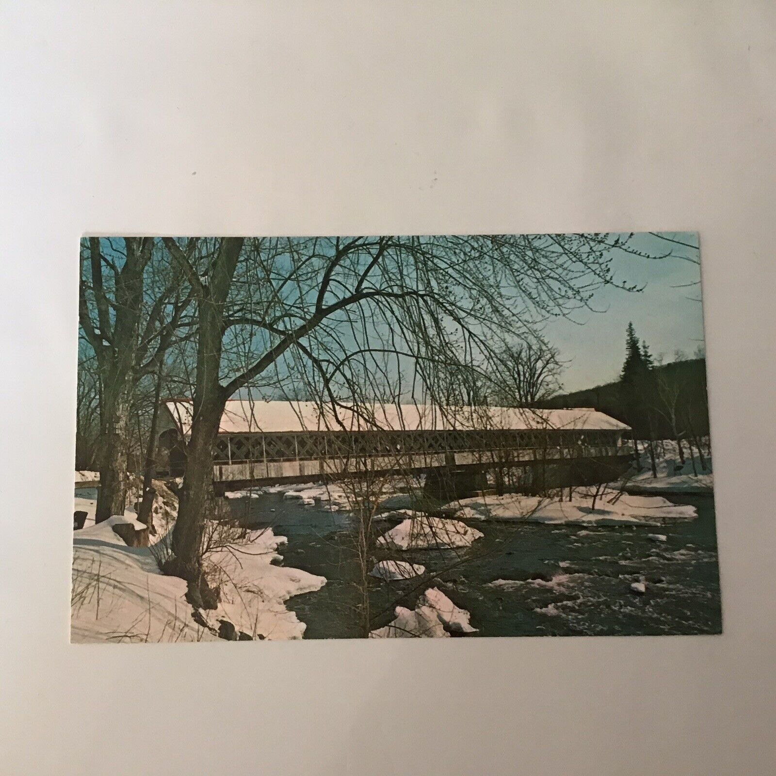 Covered Bridge Ashuelot River Winchester Hinsdale New Hampshire Postcard 