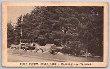 Dummerston Vermont~Myron Dutton State Park~Cars~B&W Linen Postcard picture