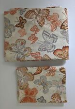 Vtg 70s Burlington Full Flat Sheet + Std Pillowcase Butterfly Print Fabric USA picture