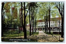 1907 Street & Park Pathways Building Tress View Vergennes Vermont VT Postcard picture