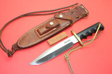 1970s-80s RANDALL MODEL 14 KNIFE BLACK MICARTA HANDLE ROUGH BACK SHEATH UNUSED picture