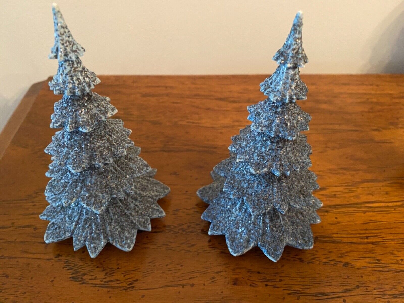 Vintage 2 Plastic Mica Glitter 4.5 inch Christmas Tree West Germany