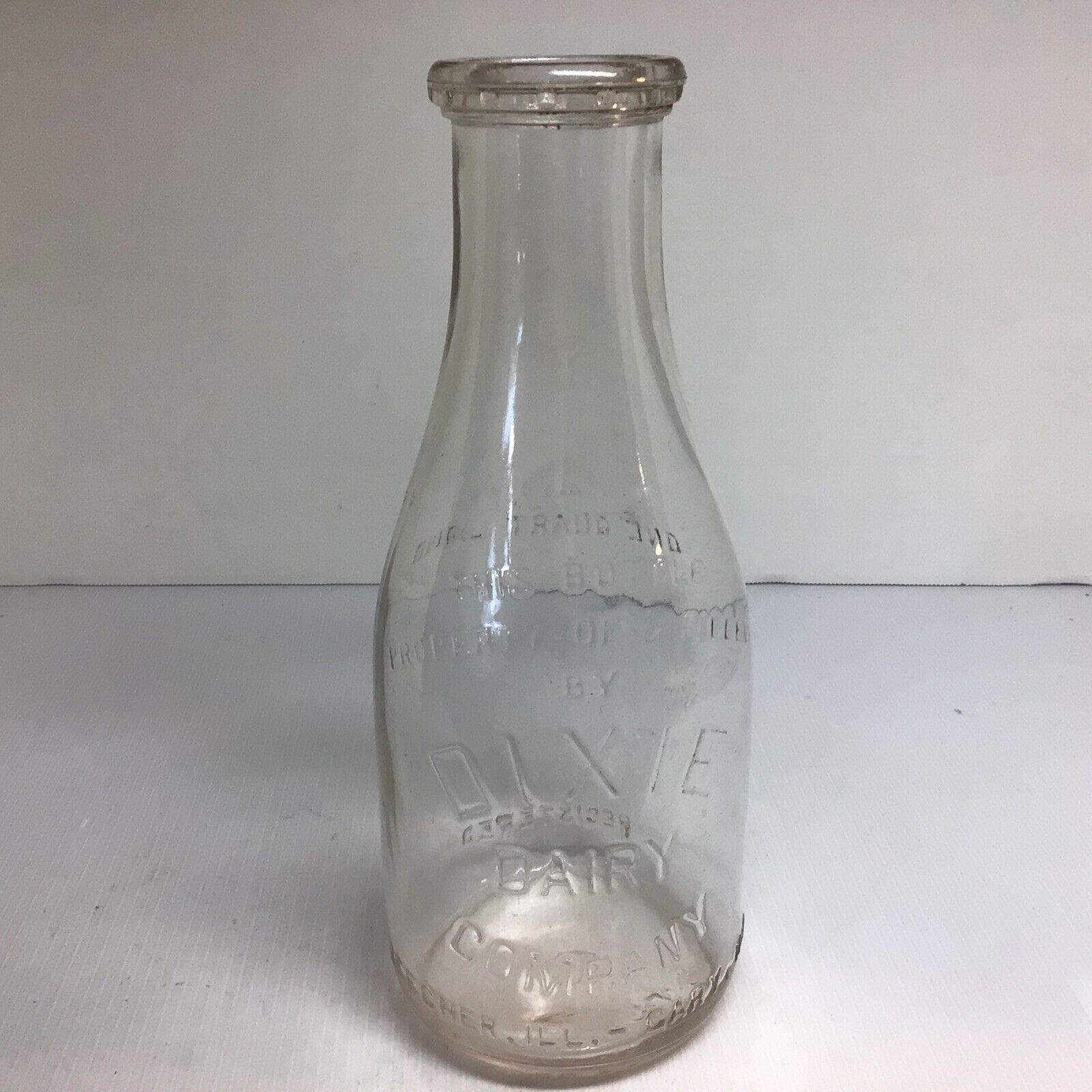 Vintage one quark milk bottle, DIXIE DAIRY COMPANY. Beecher,ILl. Gary Ind.
