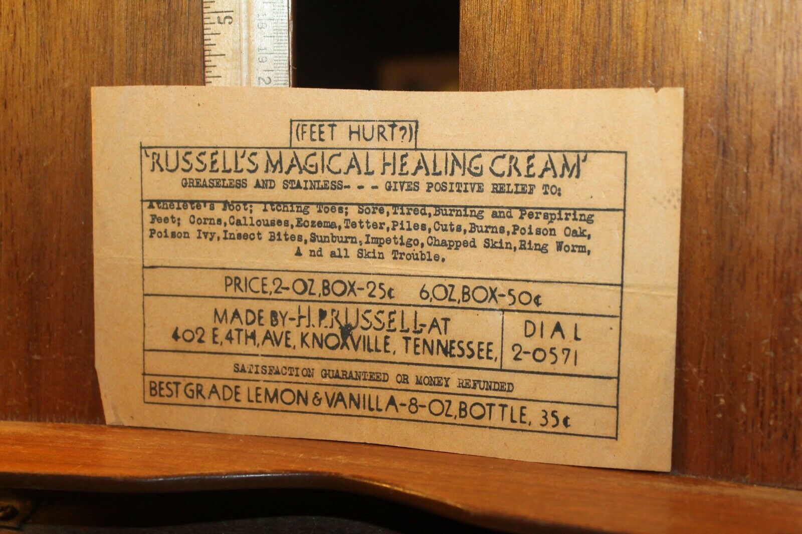 Antique Snake Oil Advertisement Russell's Magical Healing Cream Knoxville TN