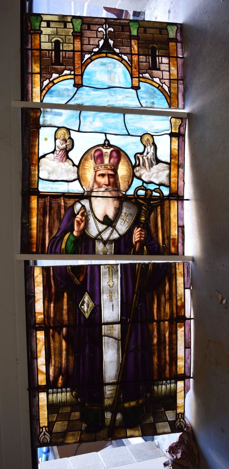 + St. Nicholas of Myra Stained Glass Window Nikolaos + chalice co. (JC470)