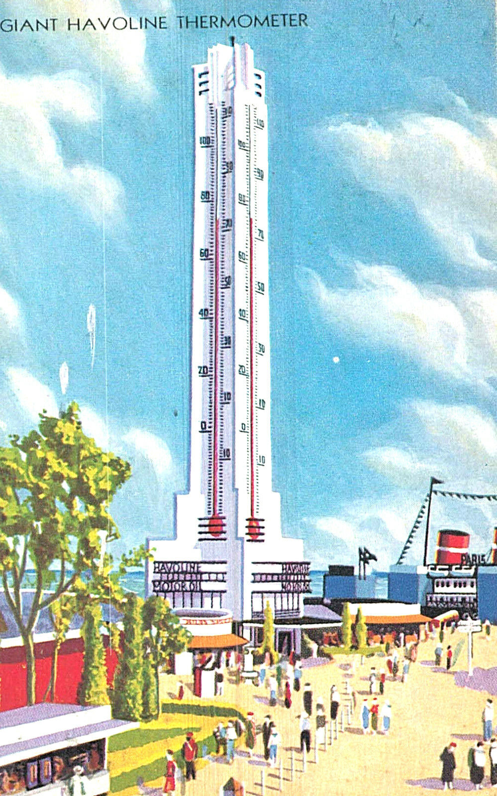 VIntage Postcard-Giant Havoline Thermoter, Chicago's 1933 International Expo, IL