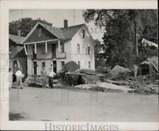 1955 Press Photo Wolcott Avenue Flood Damage and Debris, Torrington, Connecticut picture