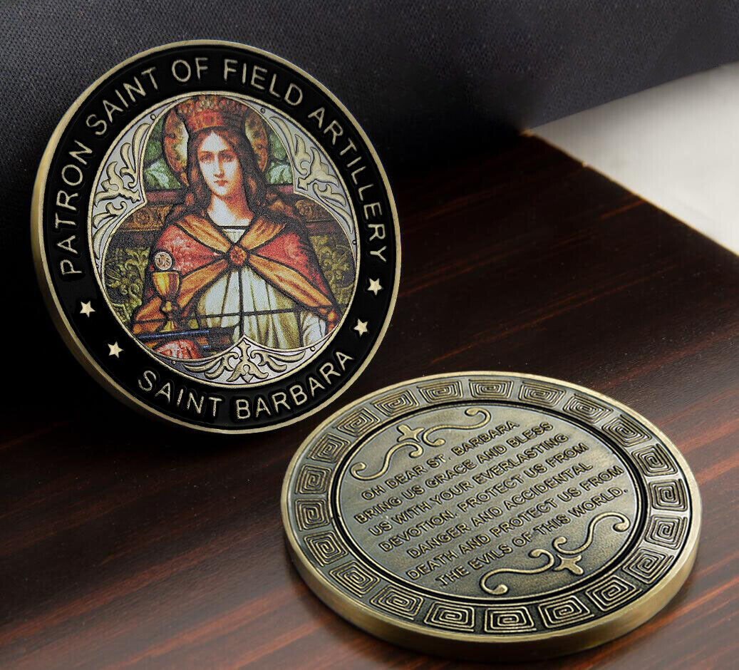 St Barbara Patron Saint of Artillery Oath Prayer Challenge Coin Military Badge