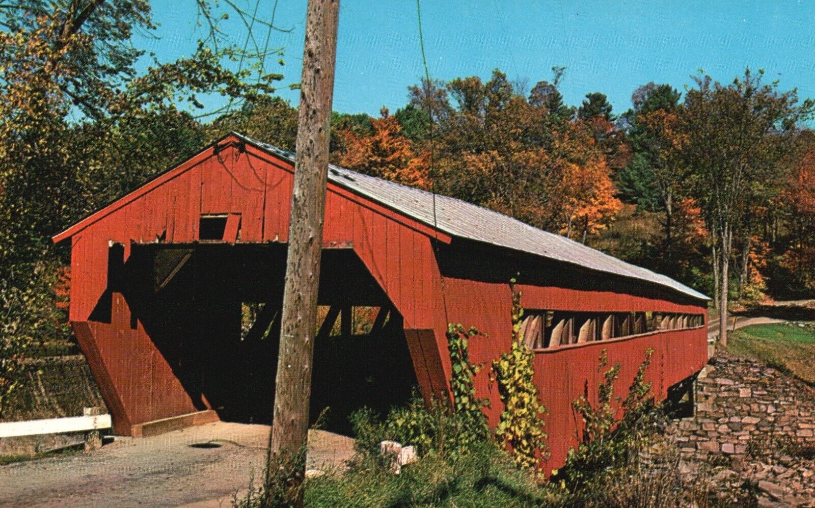 Taftsville Covered Bridge, Vermont, VT, Unused Chrome Vintage Postcard b6687