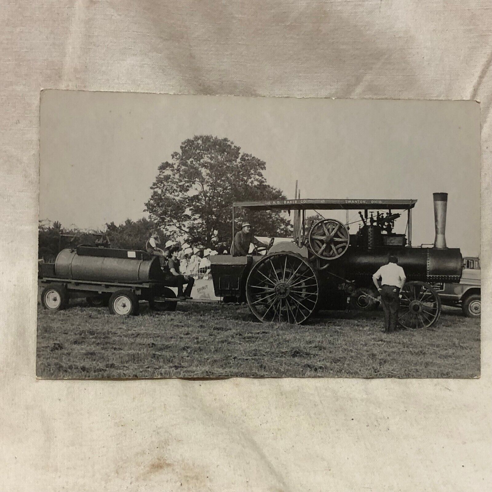 Vintage Postcard Real Photo Tractor Swanton Ohio A D Baker Co. Not Used