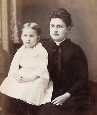 Antique Cabinet Card Photo Pretty Woman & Toddler Daughter Hartford CT 1880s picture