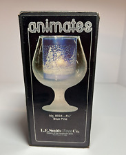 Vintage LE Smith Animates Glass Blue Pine  Candleholder No. 8034 - 4 3/4” picture