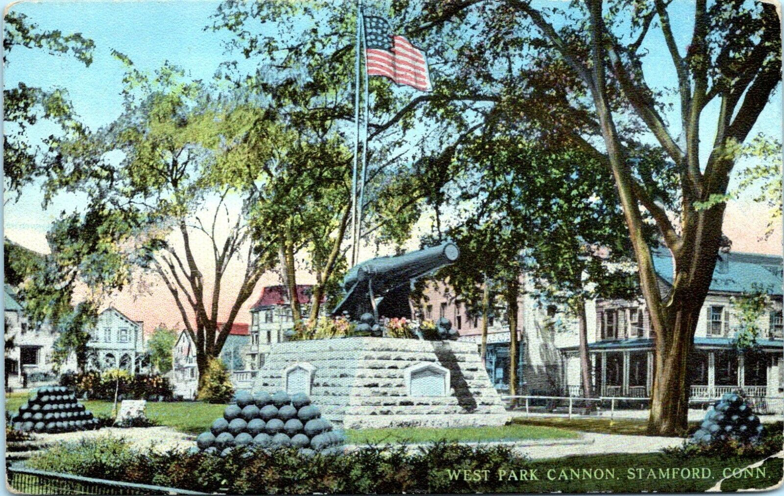 Stamford Connecticut Postcard 1916 West Park Cannon  LC
