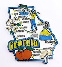 GEORGIA STATE MAP AND LANDMARKS COLLAGE FRIDGE COLLECTIBLE SOUVENIR MAGNET picture