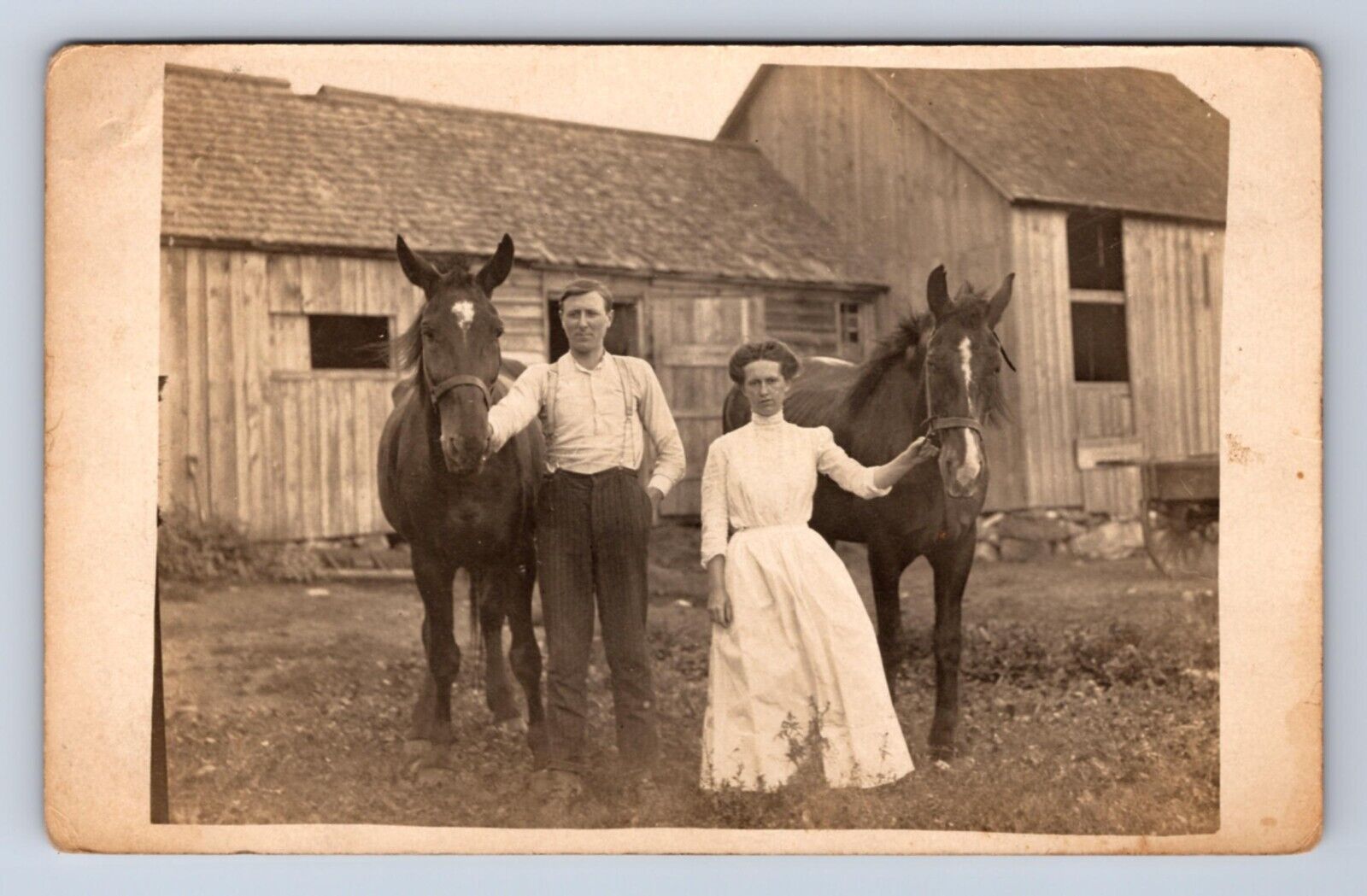 RPPC NEW ENGLAND UNIDENTIFIED HORSES WARDSBORO 1910  REAL PHOTO POSTCARD BN