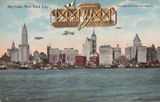 New York City Sky Line Novelty Wright Plane Aviation 1911 by Irving Underhill picture