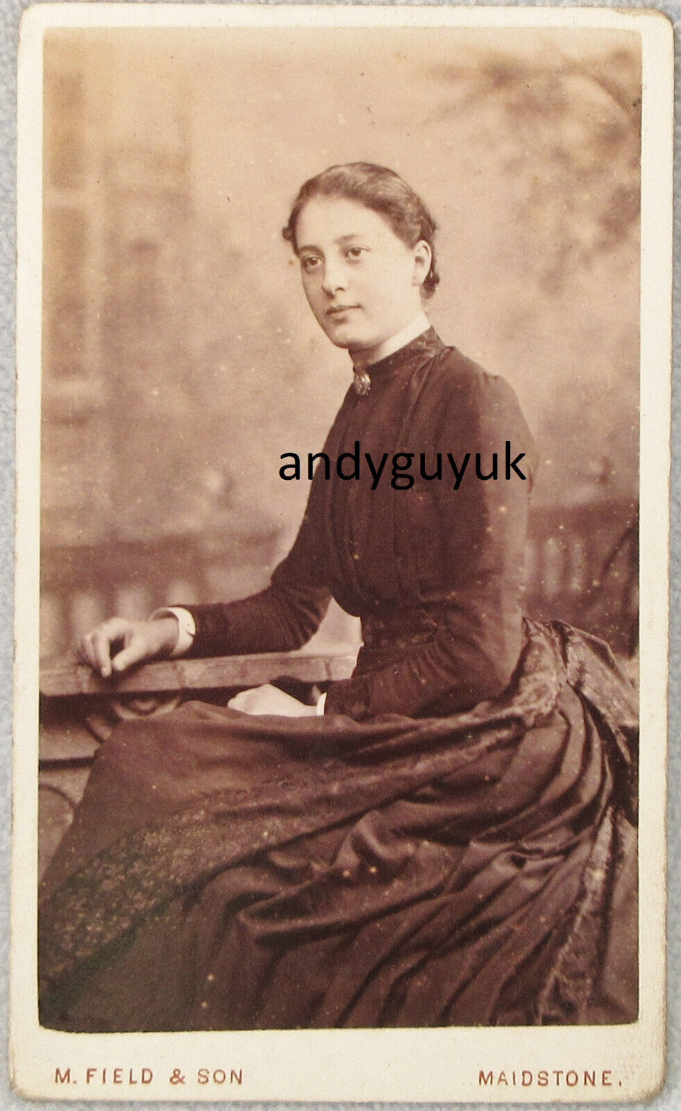 CDV BEAUTIFUL YOUNG LADY MAIDSTONE KENT MORTIMER FIELD ANTIQUE PHOTO SEATED POSE