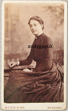 CDV BEAUTIFUL YOUNG LADY MAIDSTONE KENT MORTIMER FIELD ANTIQUE PHOTO SEATED POSE picture