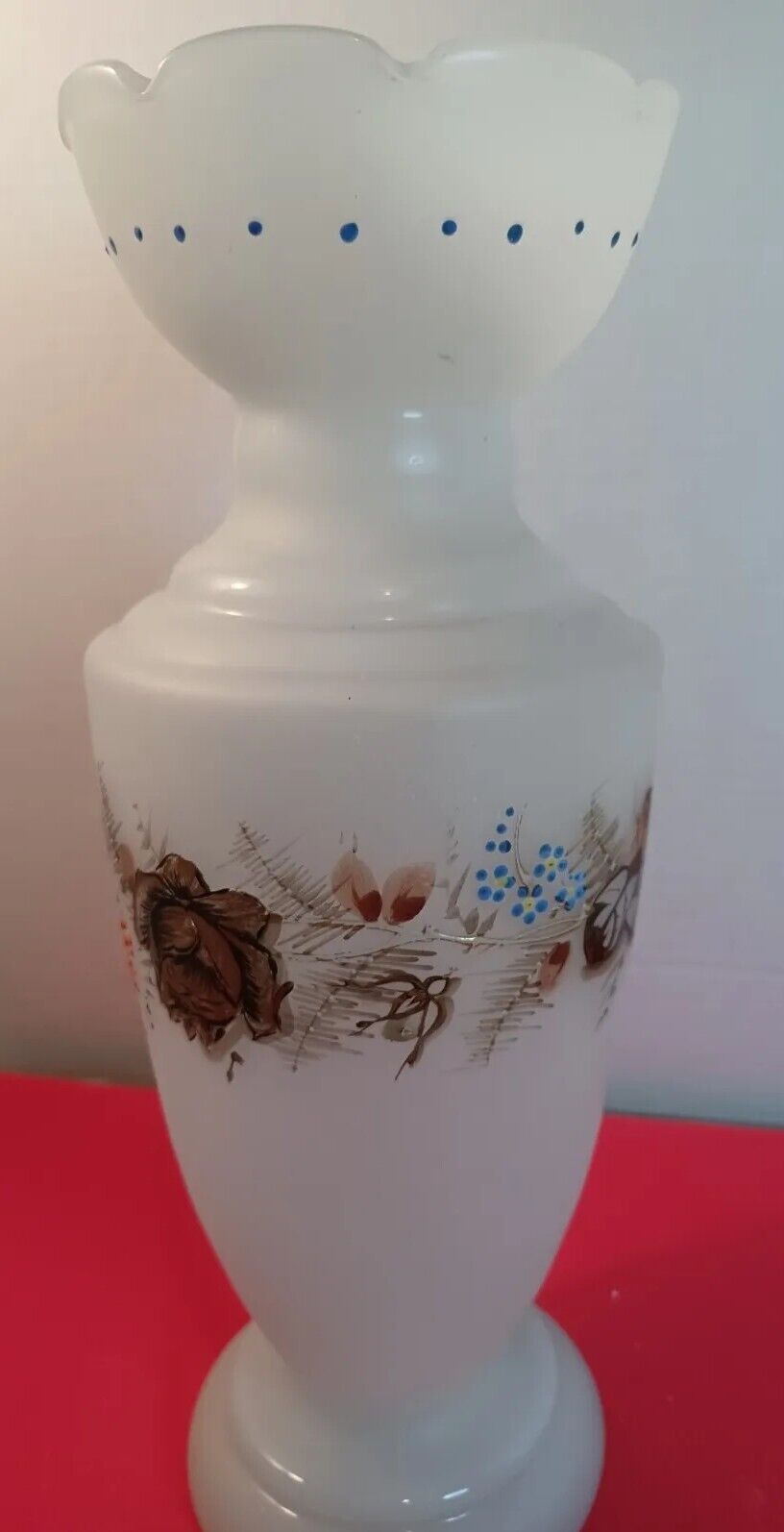 Antique Hand Painted Bristol Opaque Glass 12\