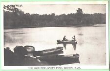 Rowing Boats at The Lone Pine, Knop's Pond, Groton, MA VTG 1909 Postcard picture