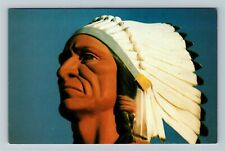 Montpelier IN- Indiana, Chief Larry Godfroy, Memorial, Statue, Vintage Postcard picture