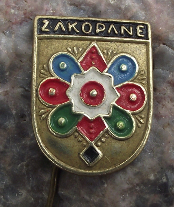Antique Zakopane Polish Poland Town Heraldic Crest Coat of Arms Pin Badge